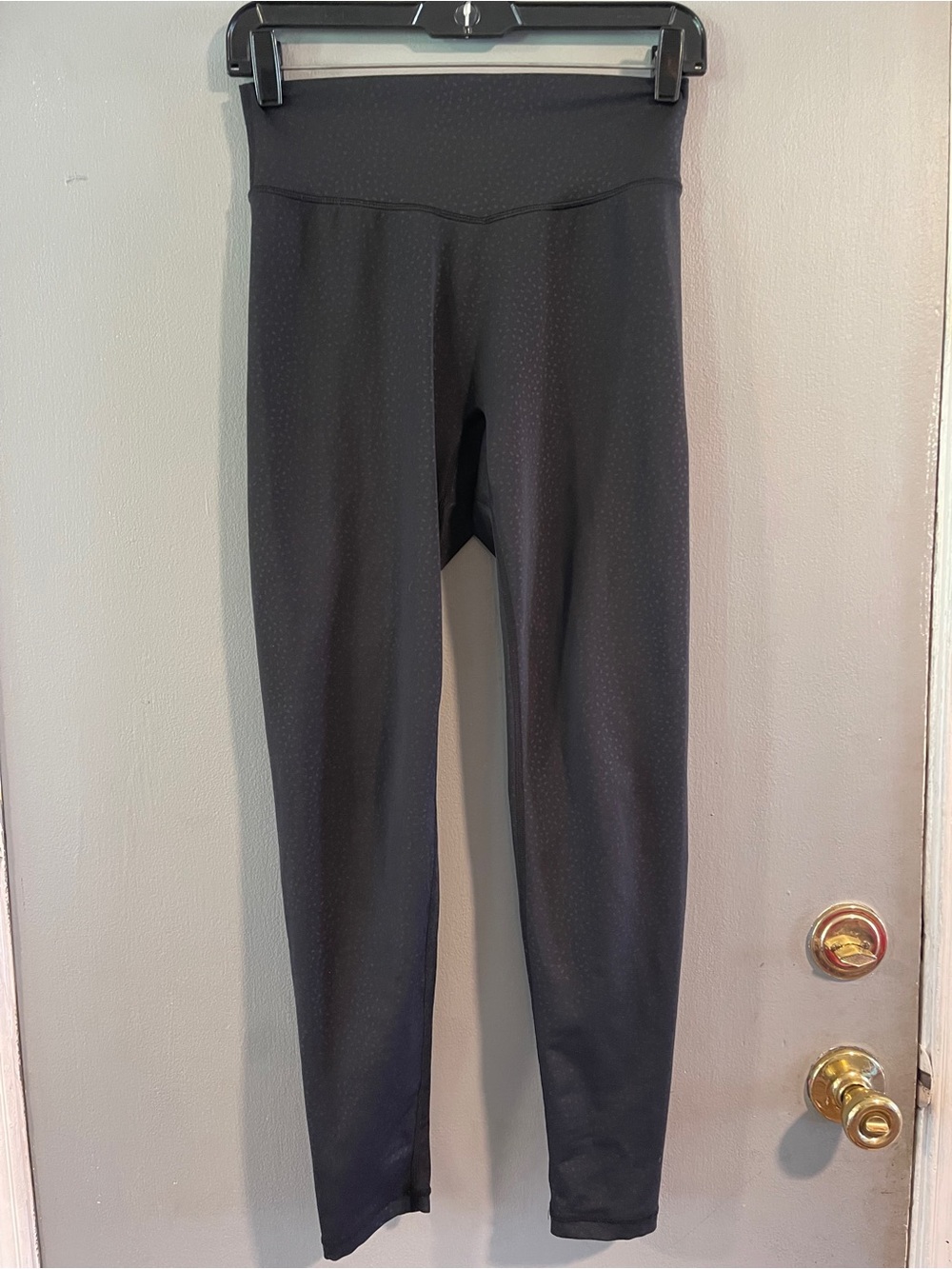 Buff Bunny Leggings Black Speckled High Waist Contoured 28" Ankle Size M